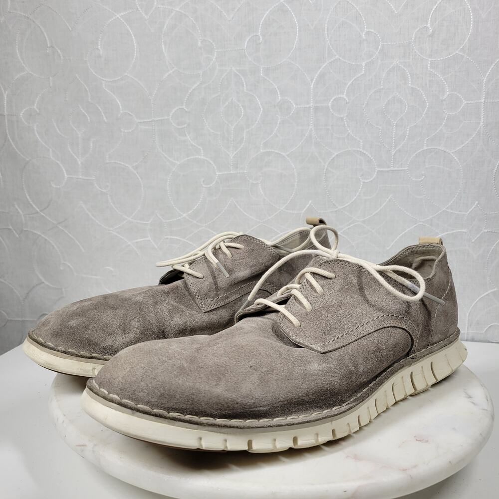 Cole Haan ZeroGrand Shoes Mens 13 Gray Suede Casual Oxford Lace Up Lightweight